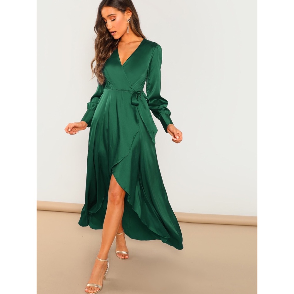 Surplice Wrap Self Tie Maxi Dress (NWOT)